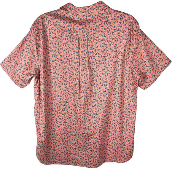 Vineyard Vines Pineapple Cape Cocktails Shirt Medium S/S Coral Pink Yellow NEW! - Picture 2 of 12